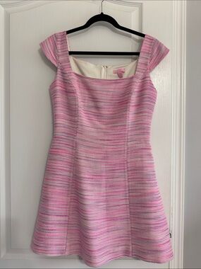 Lilly Pulitzer Pink Striped Square-Neck Mini Dress